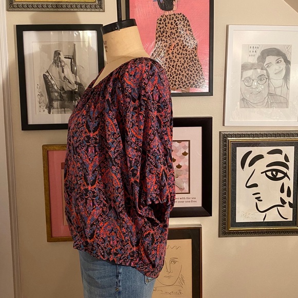 Joie Newbury Silk Abstract Paisley Print Blouse - Picture 3 of 7